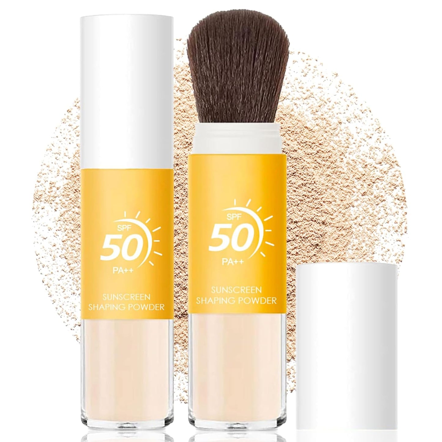 Mineral Sunscreen Setting Powder SPF 50, Sunscreen Powder for Face & Scalp, TranslucentSunscreenPowder with Brush, Oil Control Natural Matte Finish LoosePowder, Lasting Lightweight Breathable