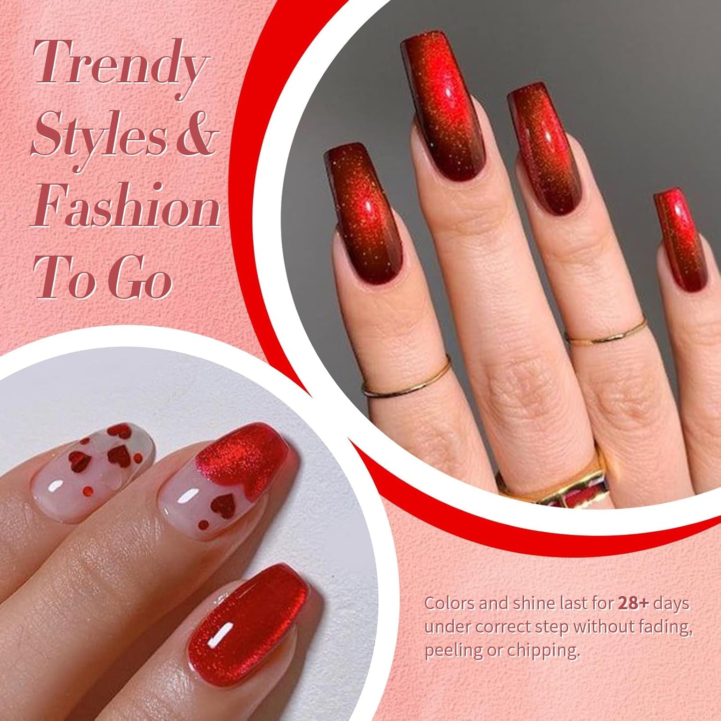 Born Pretty Cat Magnetic Eye Gel Nail Polish Ruby Red Holographic Glitter Shiny Sparkle Crystal Gel Nail Polish Magnetic Nail Polish Salon DIY at Home 15mL