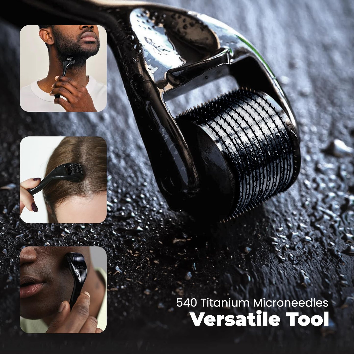 ROSELYNBOUTIQUE Derma Roller for Hair Beard Facial Skin Face 540 Titanium Microneedle - At-Home Beauty Instrument - Holiday Gift for Men Women