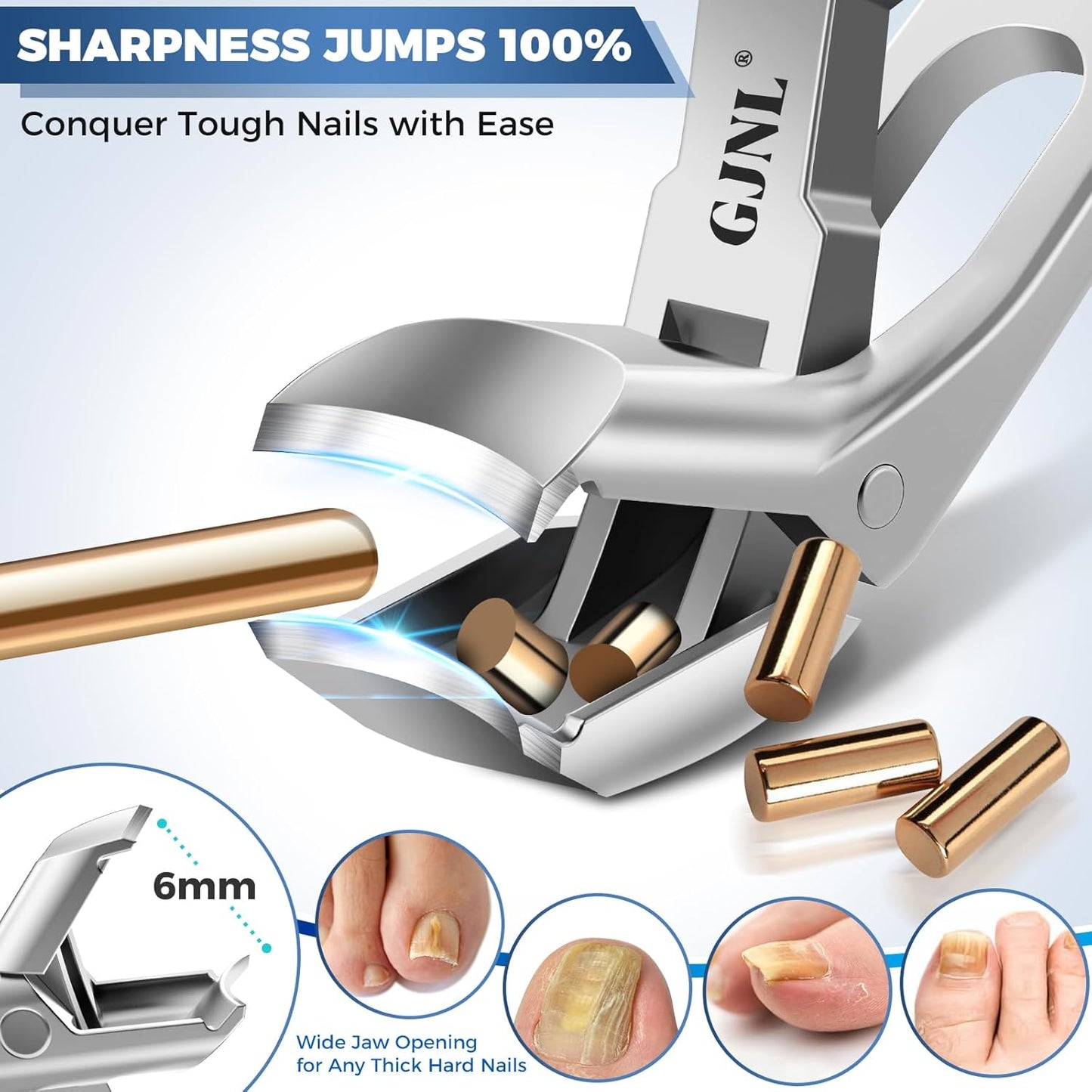 Toenail Clippers for Seniors Thick Toenails, Upgrade Angled Nail Clipper for Seniors, Toe Nail Clippers for Men with Wide Jaw Opening, Sharp Heavy Duty Fingernail Clipper Cutter with Catcher