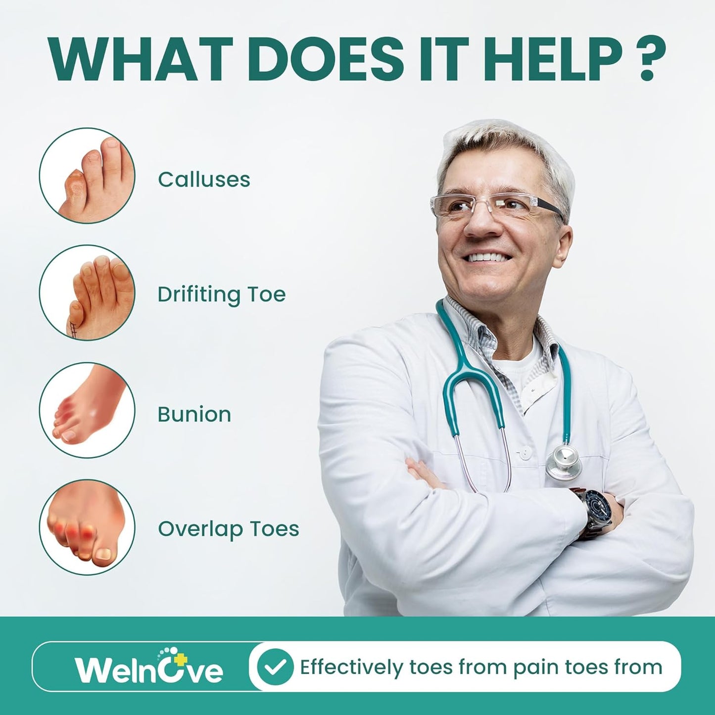 Welnove Gel Pinky Toe Separators - 8 Pack Pinky Toe Spacers, Bunion Cushions Pads for Women＆Men, Silicone Little Toe Protectors for Preventing Rubbing & Relieve Pressure - FSA/HSA Eligible (Beige)