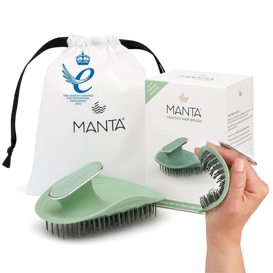 Manta Original Anti-Breakage Hairbrush – Gentle Detangling Brush for Wet & Dry Hair, Flexible Hairbrush for All Types, Healthy Hair Care for Women & Men, Serene Green