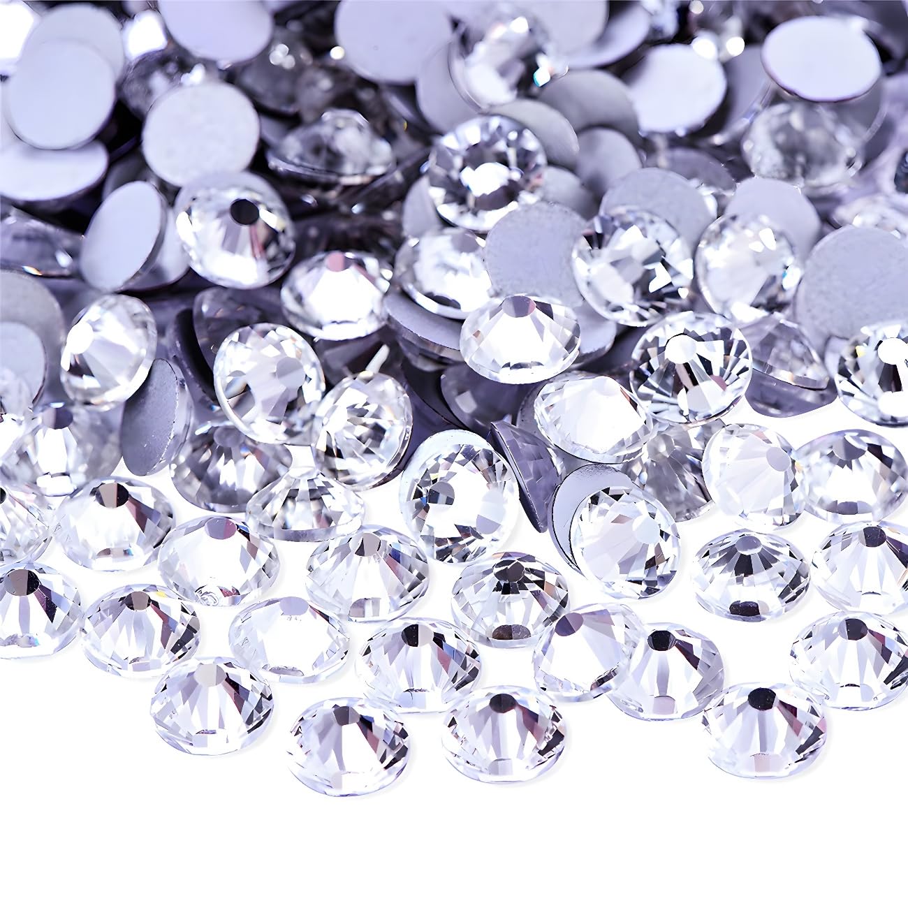 Flatback Rhinestones Round Gems for Nails Art and Crafts 2000Pcs SS16 4mm Glitter Crystals Stone DIY Bags Clothes Shoes (White)