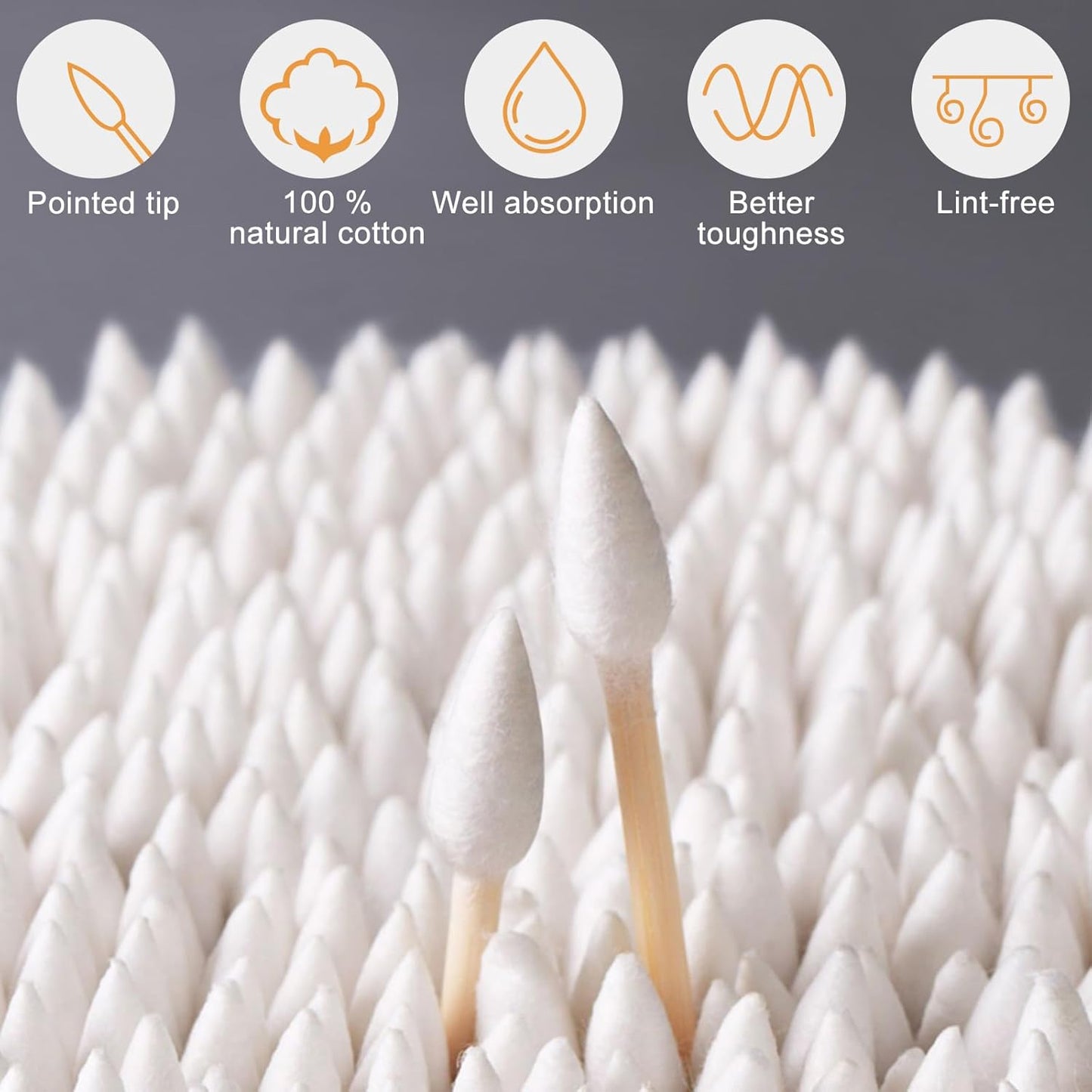 eyxformula 900 Count Pointed Tip Cotton Swabs, Double Precision Tips Cotton Swabs with Sturdy Bamboo Sticks, Soft Pointy Cotton Swabs for Eye Makeup Touch-ups, Correcting Nail Polish Mistakes, Crafts