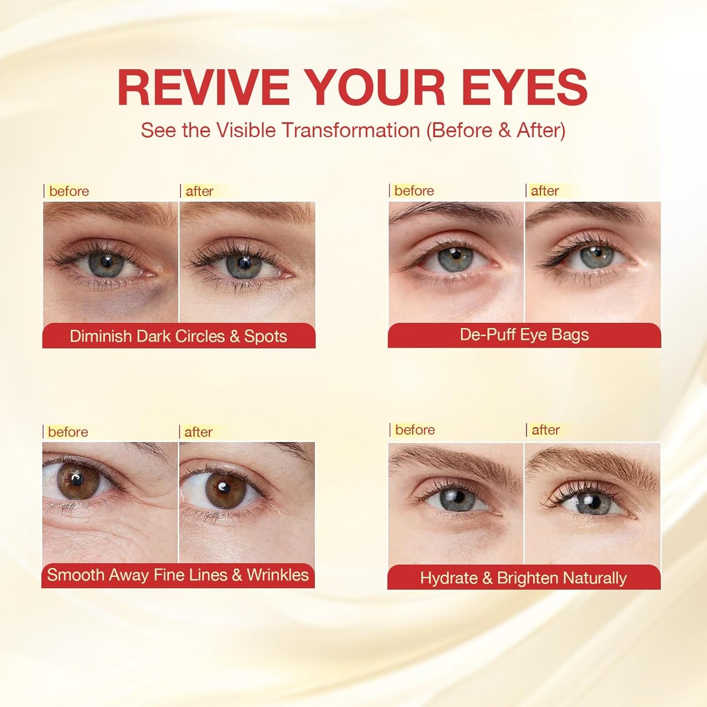 Under Eye Patches 360° Fit, Eye Mask with Collagen Peptide, PDRN, Retinol & Niacinamide, Eye Patches for Puffy Eyes and Dark Circles, Wrinkle Reduce for Women, Travel Essentials for Women 4pairs