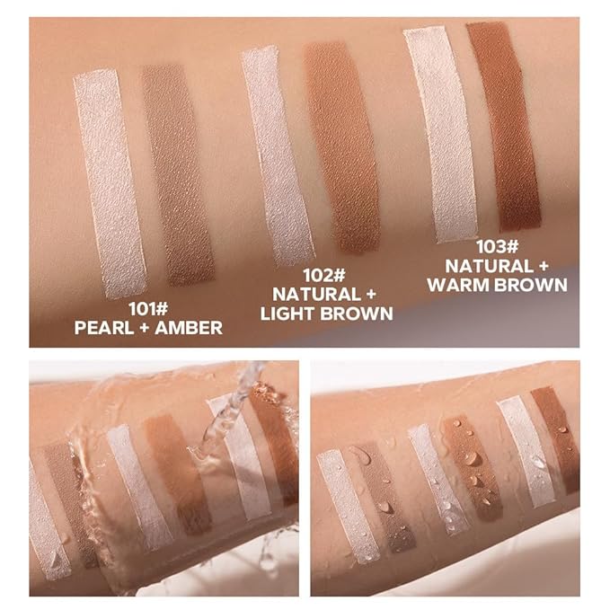 Cream Contour Sticks,Shades with Highlighter & Bronzer,Non-greasy and Waterproof Contouring Pen,Easy to Sculpt the Face and Create a Lightweight Finishing Makeup (02#Bronzer contour and glow sticks)