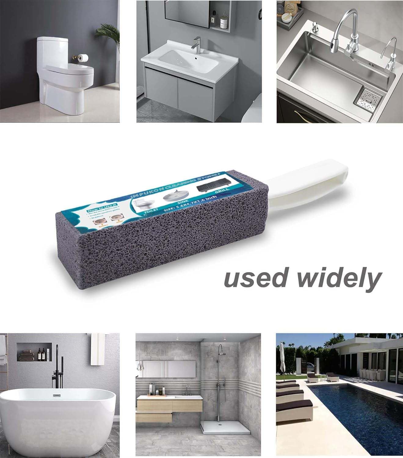 8 Pack Toilet Pumice Stone with Handle, Pumice Stone for Toilet Cleaning, Toilet Stone for Household Cleaning, with 8 Pack Label Manuals