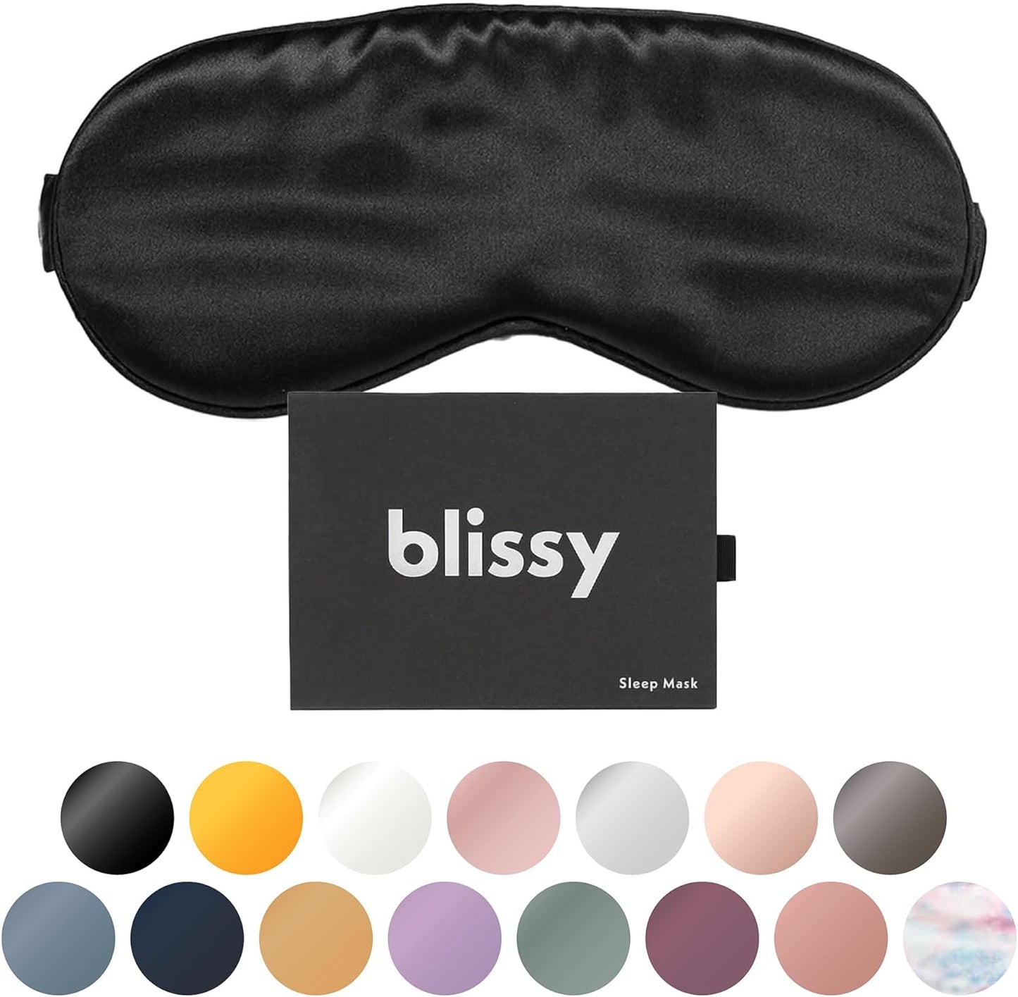 Blissy Silk Sleep Mask - Silk Eye Sleeping Mask for Women & Men for Total Blackout - Silk Eye Mask - 100% Pure Mulberry Silk, 22 Momme 6a Fibers - Blindfold Silk Sleep Mask Side Sleeper Eye Cover