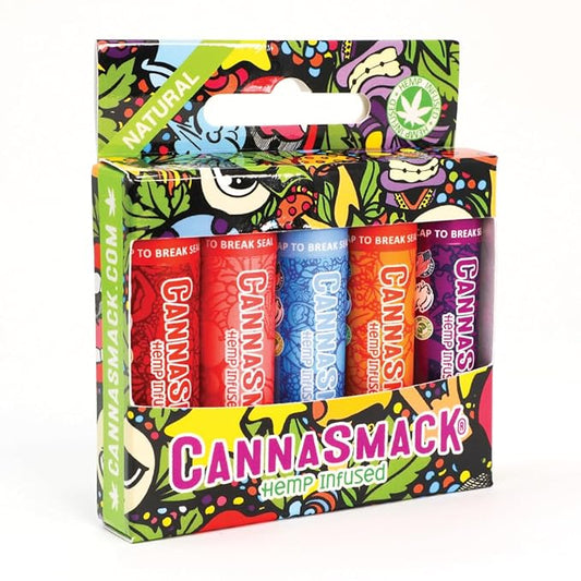 CannaSmack Natural Hemp Lip Balm - Sooth, Protect, & Moisturize Your Lips. 5 Flavors - Mango, Tropical, Peach, Berry, & Cherry - Beeswax, Hemp Seed Oil, Coconut Oil, & Vitamin E - Cruelty Free