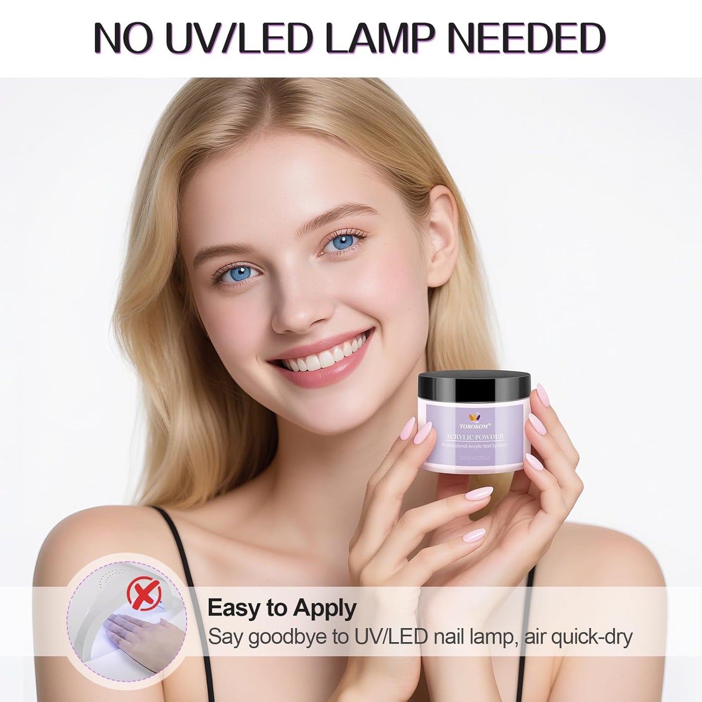 TOROKOM Pink Acrylic Powder, Acrylic Nail Powder Large Capacity Acrylic Dip Powder for Nails Self-Leveling Acrylic Extension Powders, 3D Nail Carving, Long-Lasting, No Nails Lamp Required, 120g/4.23oz