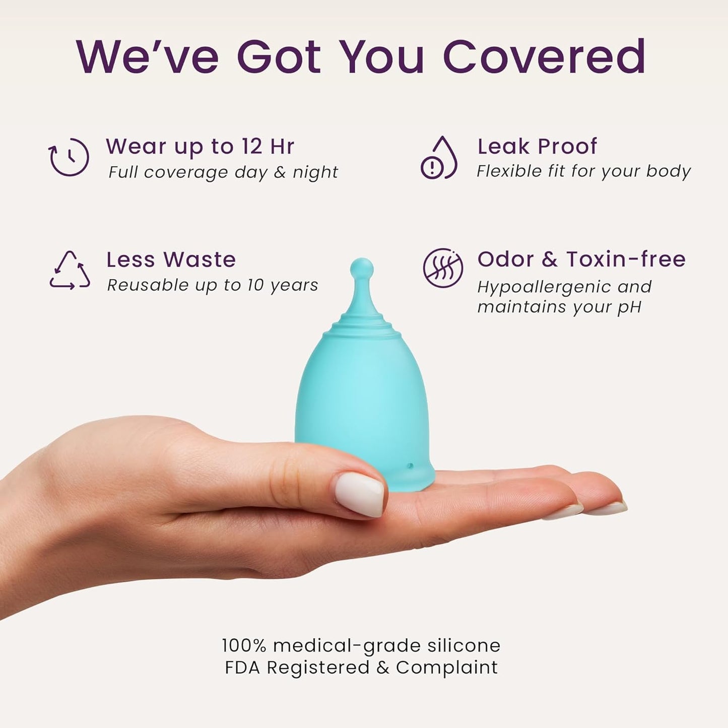 EcoBlossom Reusable Menstrual Cup and Case - The Most Reliable Medical Grade Silicone Period Cups - Comfortably use for 12 Hours (Small/Large (Pack of 2), Round Stem & Case)