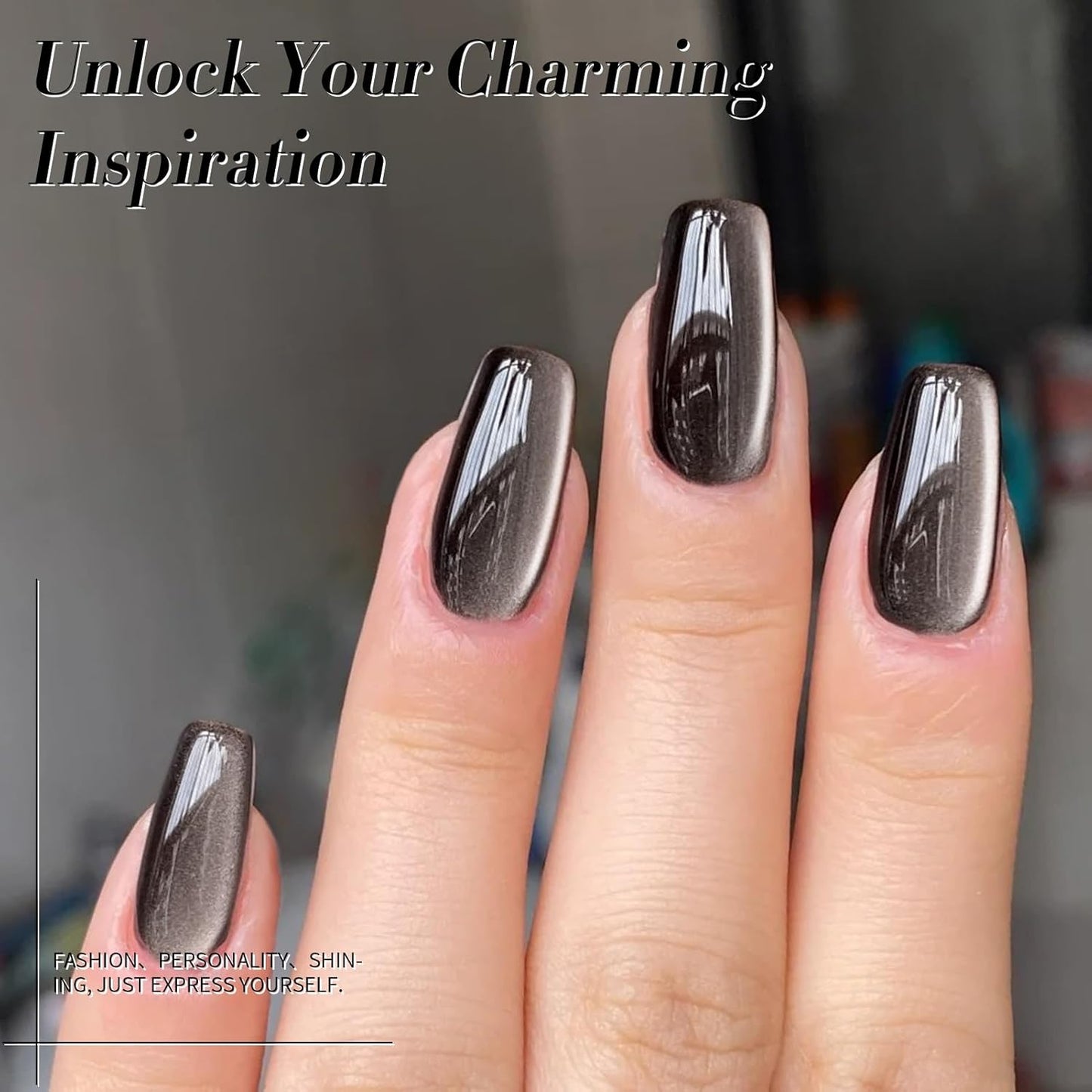 BORN PRETTY Cat Magnetic Eye Gel Nail Polish Jelly Glass Magnetic Gel Polish 15ML Holographic Glitter Shimmer Translucent Sheer Color Magnetic Nail Polish Salon DIY at Home