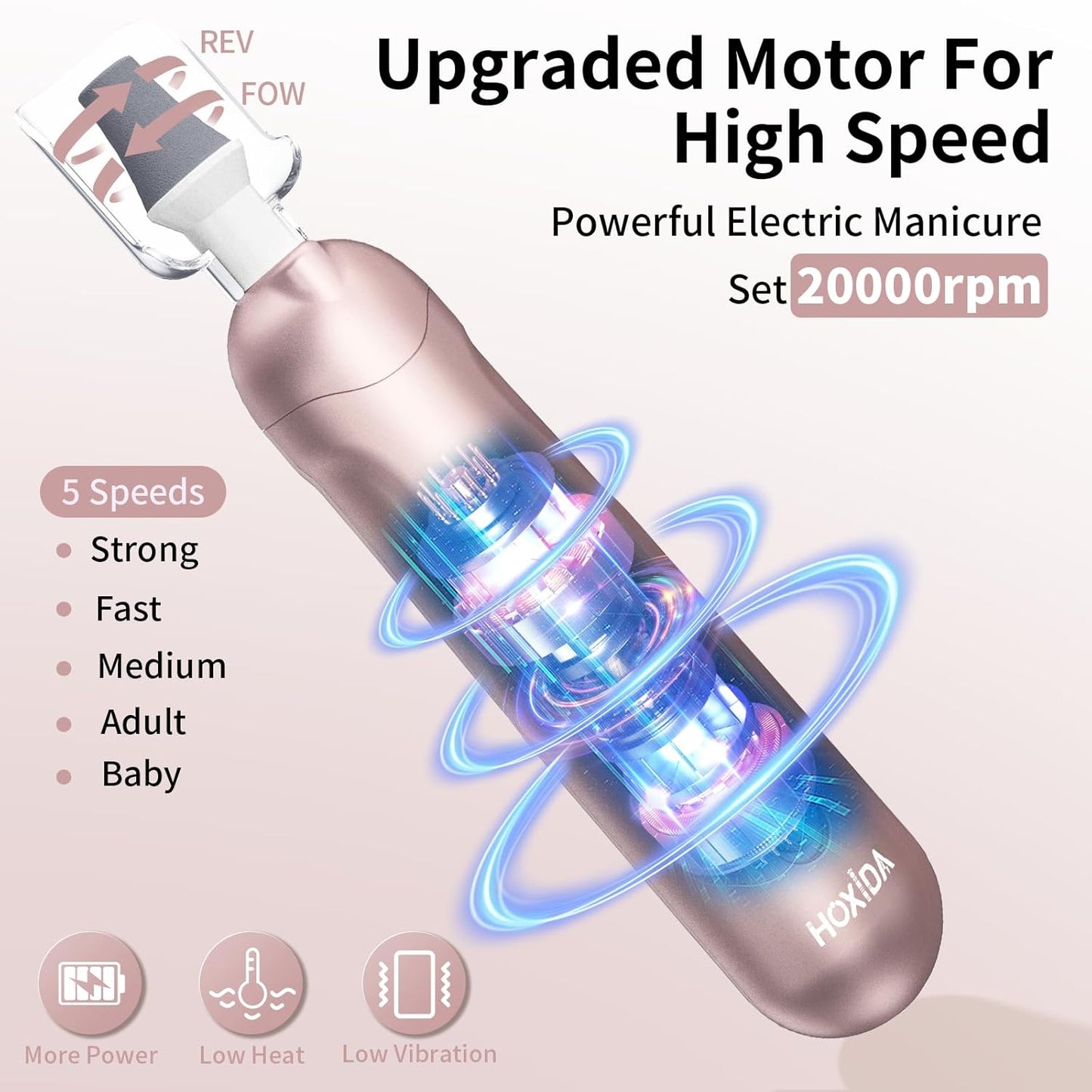 Cordless Electric Nail File Set, Rechargeable Pedicure Tools for feet, Professional Manicure Pedicure Kit 5 Speeds Hand Foot Care Nail Drill for Thick Nail Toenail Cuticle Women Men Pets