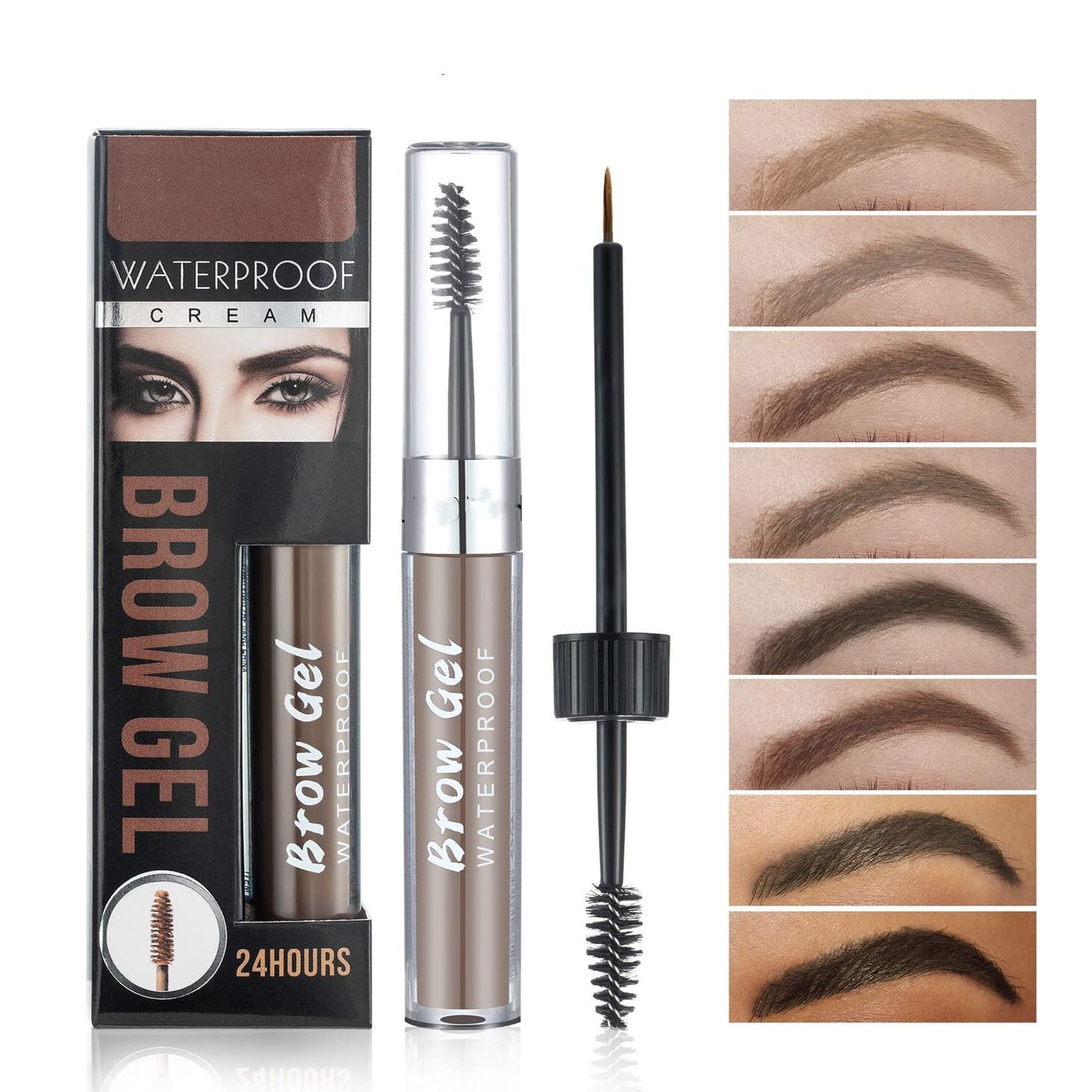 MAEPEOR Waterproof Eyebrow Gel 8 Colors Full-pigmented Long Lasting Liquid Brow Gel for Fuller & Defined Looking (#04 Medium Dark Brown）