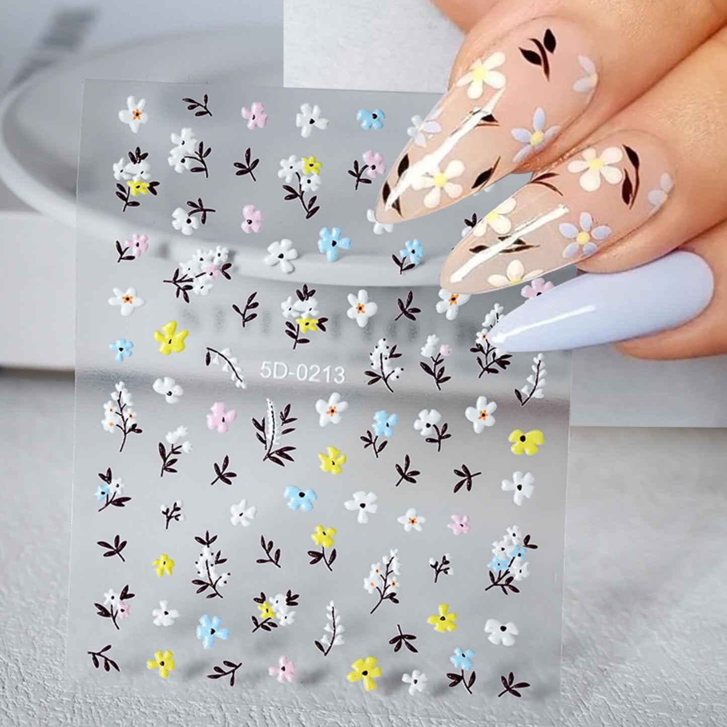 Stickers para Uñas Nail Stickers Self-Adhesive Sticker para Uñas Colorful 3D Flower Embossed Calcomanías Stickers Art Design Accessories Hight Quality 8 Sheets