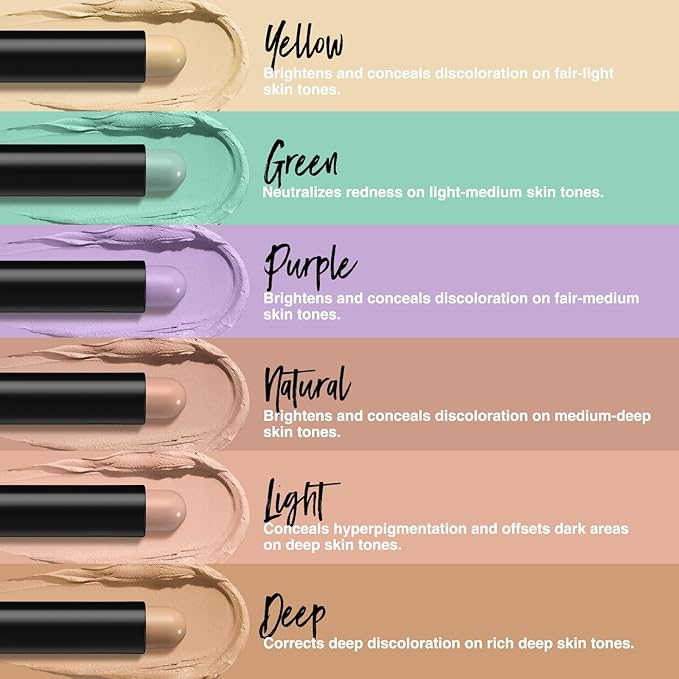 Jolilab 4 Color Contour Stick Concealer Stick Cream Palette Contour Multifunctional Contouring Makeup Kit for Face Highlighter Makeup Stick Set Long Lasting & Waterproof(01#yellow, 1)