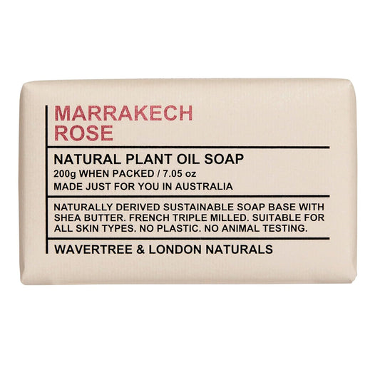 Wavertree & London Marrakech Rose Scented 100% Natural Soap Bar, 7oz Moisturizing French Triple Milled Soap Bar for Women & Men enriched with shea butter - Pure Bath & Body soap bar
