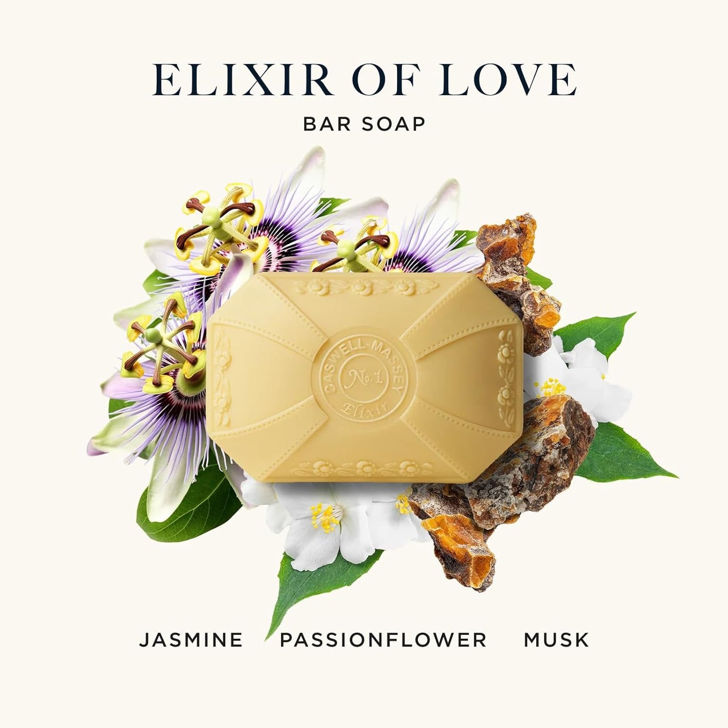 Caswell-Massey Elixir of Love Natural Bar Soap for Women, Moisturizing Body Soap Bar for All Skin Types, Made with Essential Oils & Plant-Based Formula for Soft Skin, 3.5 oz