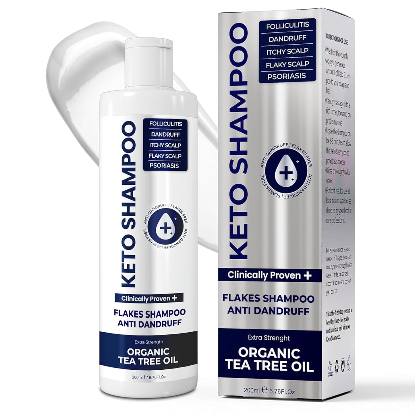 Flakes Shampoo Anti Dandruff - Medicated shampoo for Dandruff, Psoriasis, Seborrheic Dermatitis & Folliculitis Treatment - Anti Fungal Solution for Itchy, Flaky & Dry Scalp - 200ml