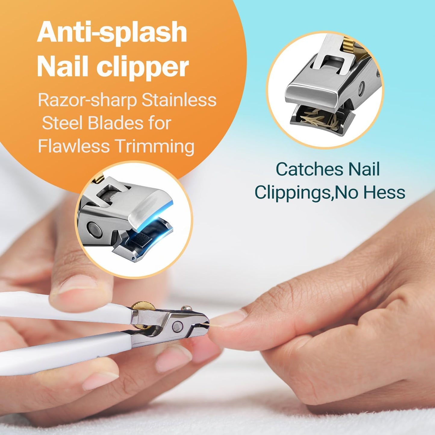 Heavy Duty Nail Clippers for Thick Toenails & Fingernails - Razor-Sharp Stainless Steel Blades with Wide Jaw, Anti-Slip Grip, Safety Lock & Splash Guard (Seniors/Men/Women/Kids)