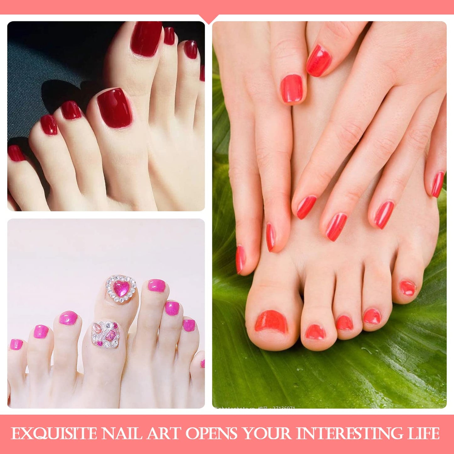 SILPECWEE Toe Nail Stickers Full Nail Wraps Red Solid Color Toenail Polish Strips for Women Self Adhesive Toe Stickers Polish Gel Toenails Stickers with 1pc Nail File (20 Sheets)