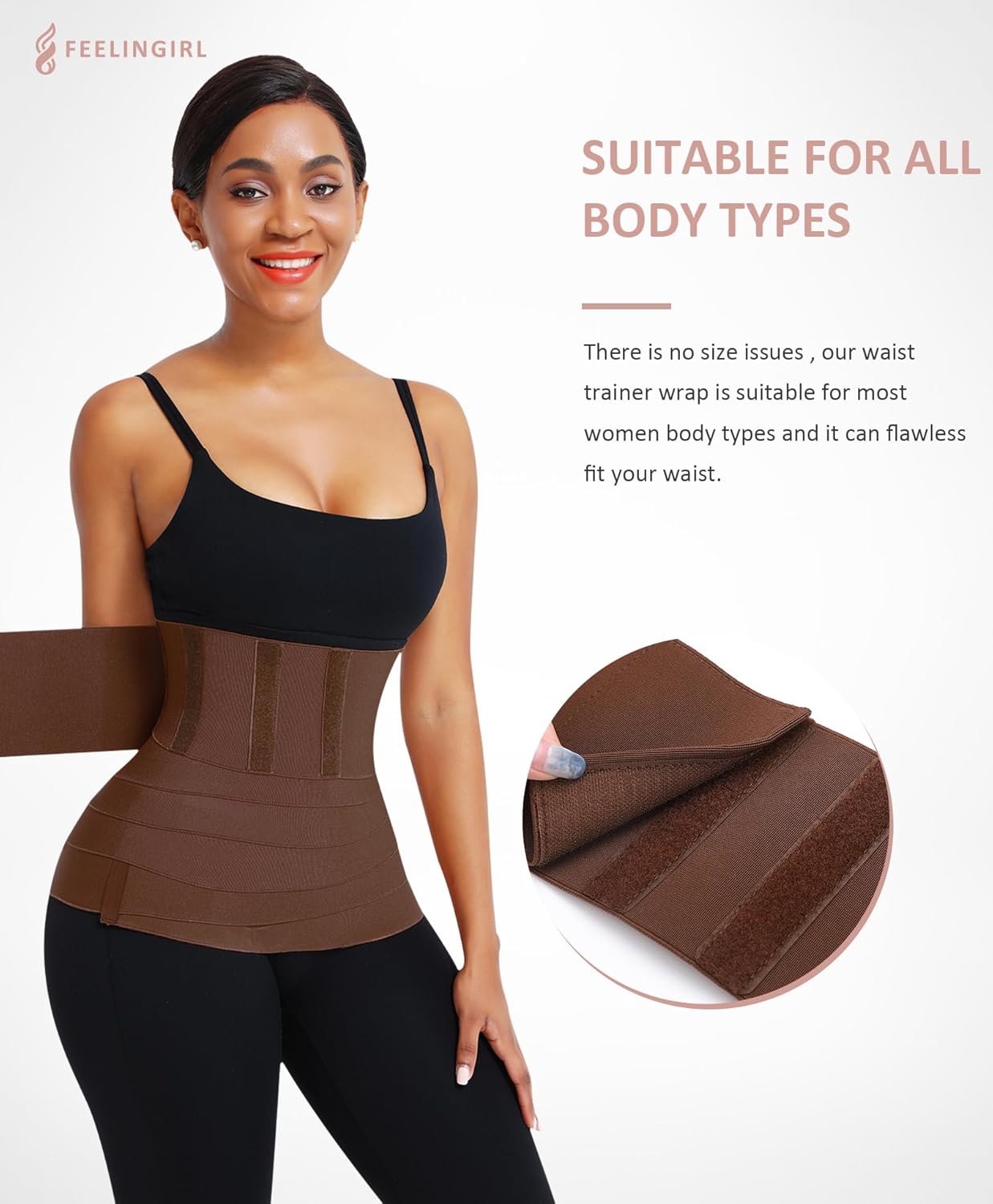 FeelinGirl Waist Trainer for Women Bandage Wrap Trimmer Belt Long Torso Tummy Wraps Belly Body Shaper Waist Trimmer Belt