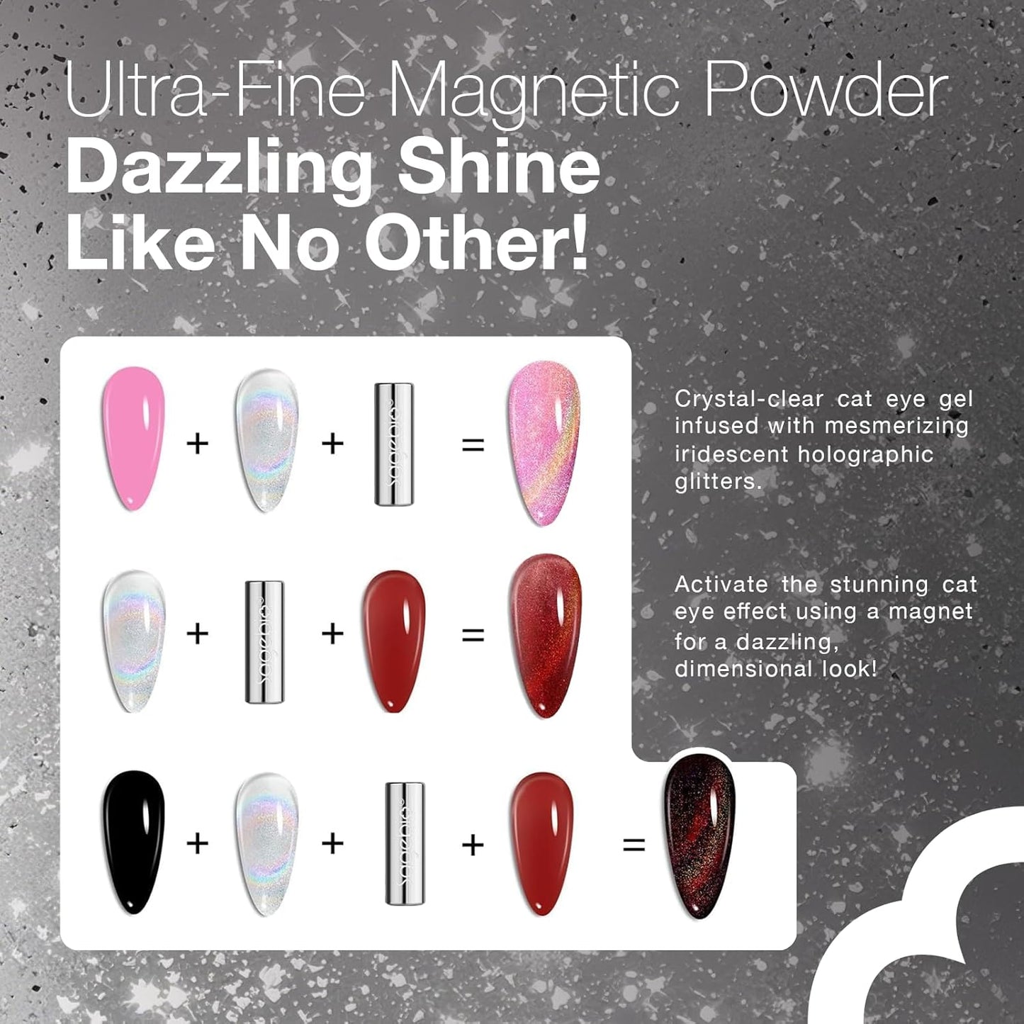 Cat Eye Gel Nail Polish with Magnet Stick, 15ml Magnetic Gel, Create Stunning Cat Eye Effects for DIY Manicures, Long-Lasting, Salon-Quality Finish, Moonlit Hold