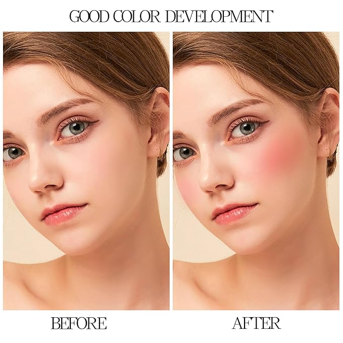 Boobeen Blush Stick, Lightweight Blendable Blush Tint Cheek Blusher, Blush Makeup Stick with Cushion Applicator, Smooth Creamy Blush Beauty Wand for Cheek Lip Eye, Creates Natural Matte Finish