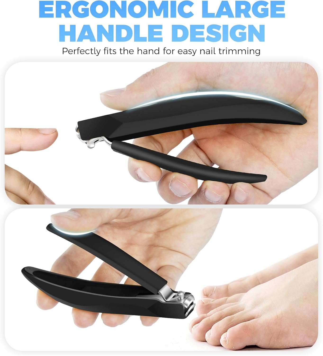 DRMODE Nail Clippers for Men with Catcher, Anti Splash Self-Collecting Finger Nail Clippers Adult with Ergonomics Long Handle, Heavy Duty Mess Free Toenail Clippers Nail Cutter Unique Gifts for Women