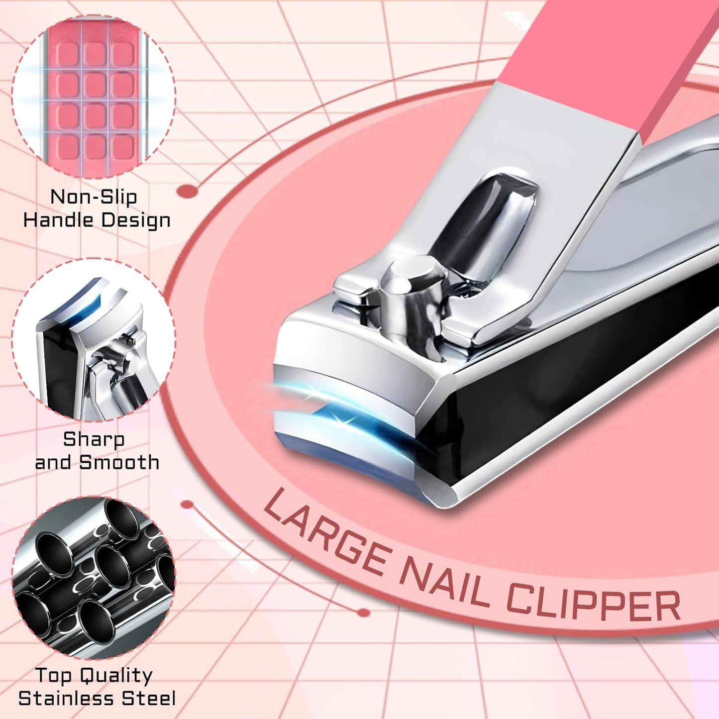 BLESWIN Manicure Pedicure Set, 12 Pcs Nail Care Kit for Women, Mens Nail Grooming Kit, Manicure & Pedicure Tools & Accessories, Pink Nail Kit Manicure Set Luxury Leather Case for Home Salon Use