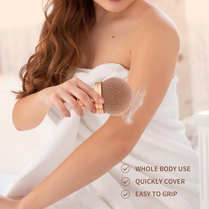 docolor Extra Large Body Makeup Brush For Self Tanner, 3 Inch Width Self Tanning Blend Brush, Soft synthetic hair, Powder, Foundation, Blusher, Bronzer, Face and Body Brush Gift box