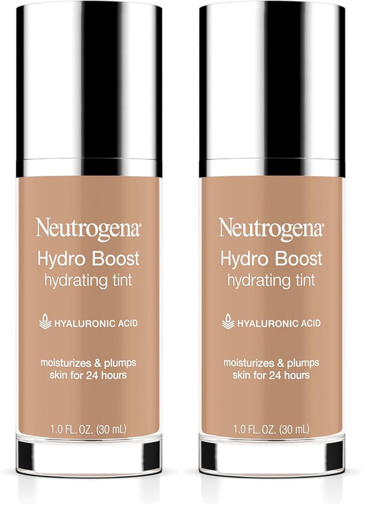 Neutrogena Hydro Boost Hydrating Tint with Hyaluronic Acid, Lightweight Water Gel Formula, Moisturizing, Oil-Free & Non-Comedogenic Liquid Foundation Makeup, 40 Nude Color, 1.0 fl. oz (Pack of 2)