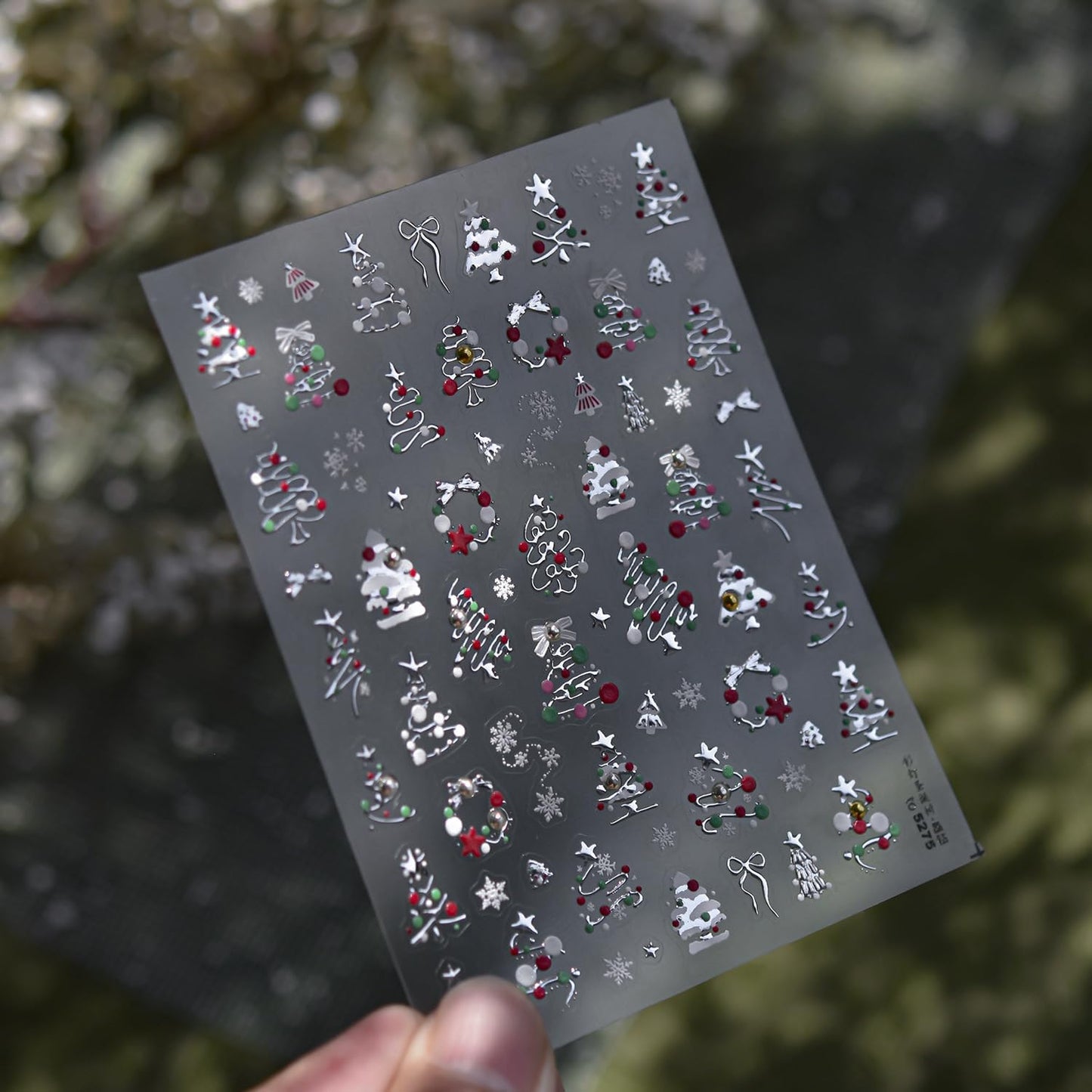 Christmas Nail Stickers Xmas Tree Nail Art Stickers Silver Nail Decals for Nails Art 5D Embossed Self Adhesive Snowflake Nails Art Decals for Women Girls Manicure DIY Decoration Charms Accessories