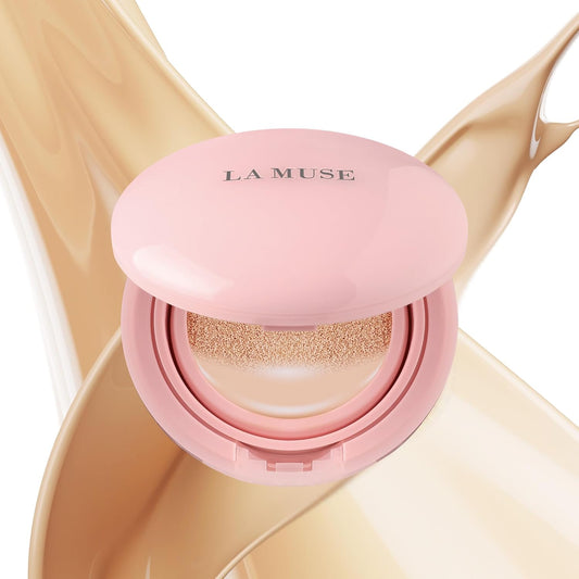 LA MUSE Korean Glow Cushion Foundation with PDRN | Shade No.22 Neutral Beige for Medium Skin | 65% Hyaluronic Acid Hydration | Natural Radiant, Lightweight Coverage | Light to Medium Buildable Finish