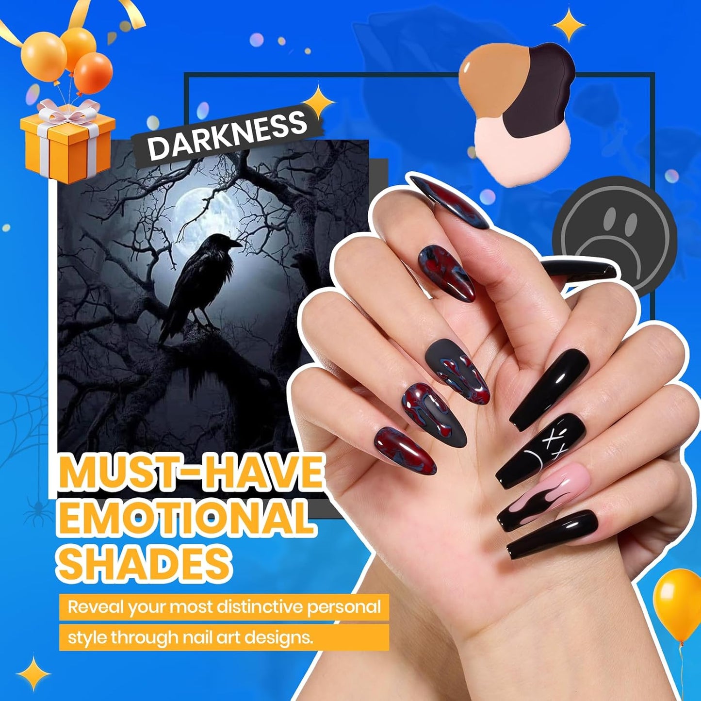 Beetles Fall Gel Nail Polish Set - 69PCS 60 Colors Gel Polish Kit Base Coat Glossy & Matte Top Coat Soak off Emotional Spectrum Collection Brown Red Black Nude White All Seasons Gifts for Women