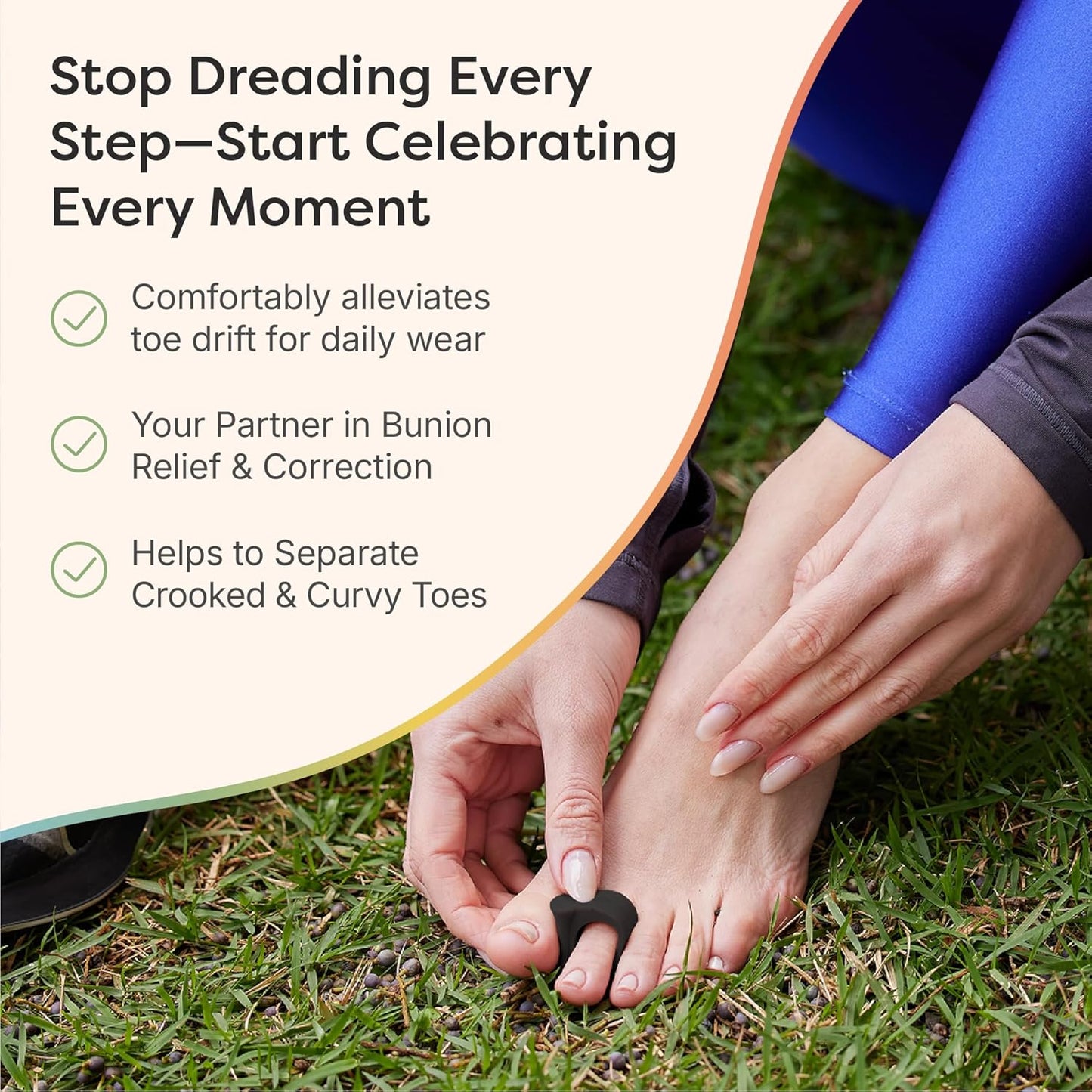 ZenToes Gel Toe Separators for Overlapping Toes, Bunions, Big Toe Alignment, Corrector and Spacer - 4 Pack (Black)