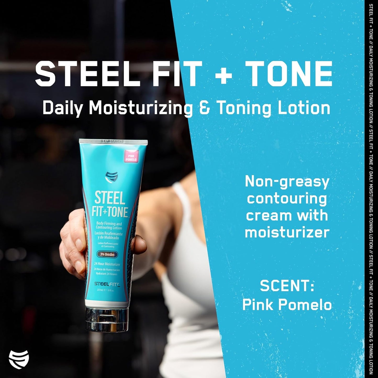 SteelFit Firming Body Lotion - Contouring & Skin Tightening Cream for Body - Firm & Tone Cellulite Remover for Legs Belly & Saggy Skin - Nourishing & Soothing with Shea & Cocoa Butter - Pink Pomelo