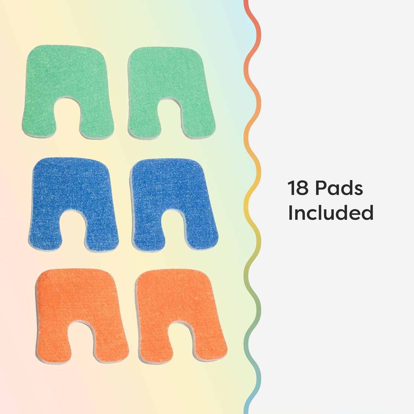 ZenToes Callus Pads | U-Shaped Design Moleskin Blister Pads | Self-Stick Adhesive Felt All Day Comfort Cushions for Calluses and Corns | Reduce Pressure and Friction | 18 Count (Blue/Green/Orange)