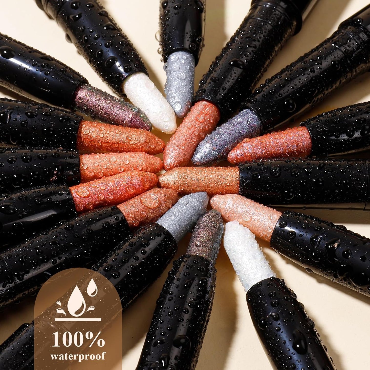 Cream Waterproof Hypoallergenic Eyeshadow Stick, long wear Metallic Glitter Matte Eye Shadow Pencil With Makeup Brush, Eye Brightener, 03 Gold Dust Shimmer