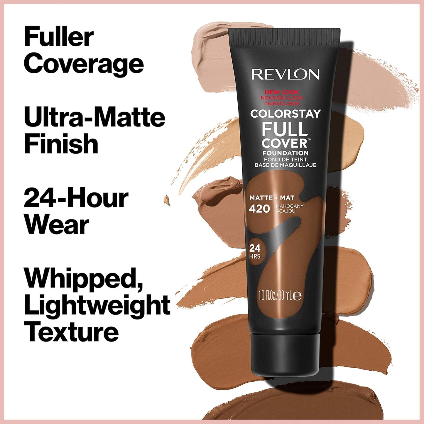 Revlon ColorStay Full Cover Longwear Matte Foundation, Heat & Sweat Resistant Lightweight Face Makeup, Ivory (110), 1.0 oz