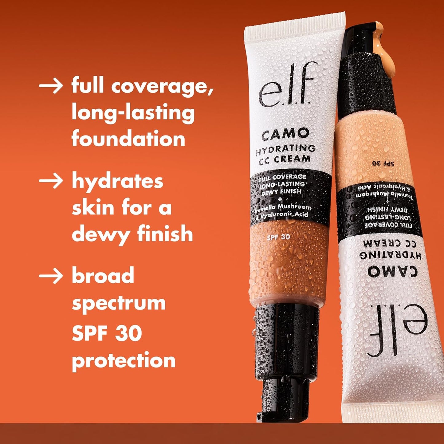e.l.f. Hydrating Camo CC Cream, SPF 30, Color Correcting Full Coverage Foundation For A Dewy Finish, Vegan & Cruelty-Free, Medium 310 C