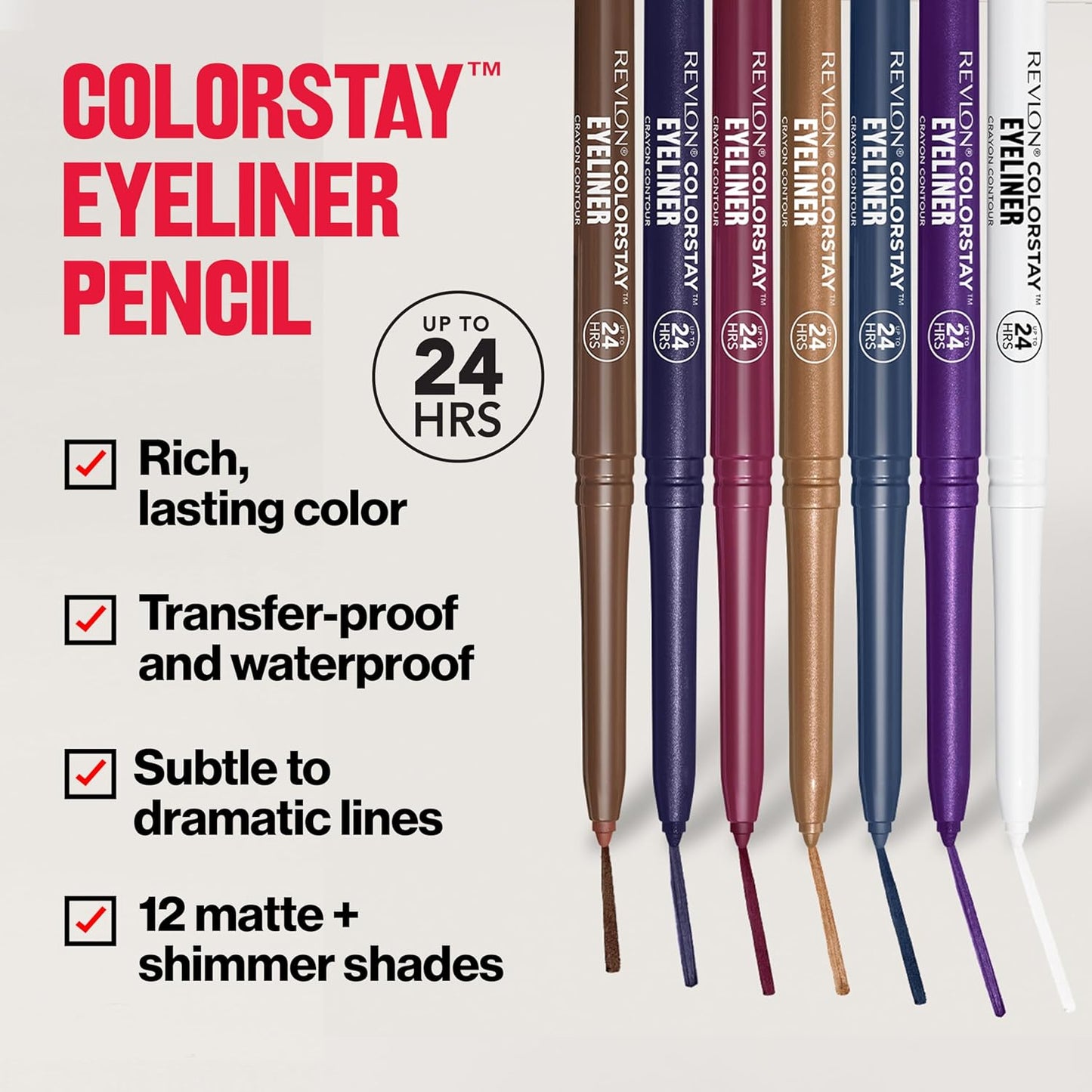 Revlon ColorStay Pencil Waterproof Eyeliner, Smudge-Proof, Eye Makeup with Built-In Sharpener, 201 Black, 2 pack