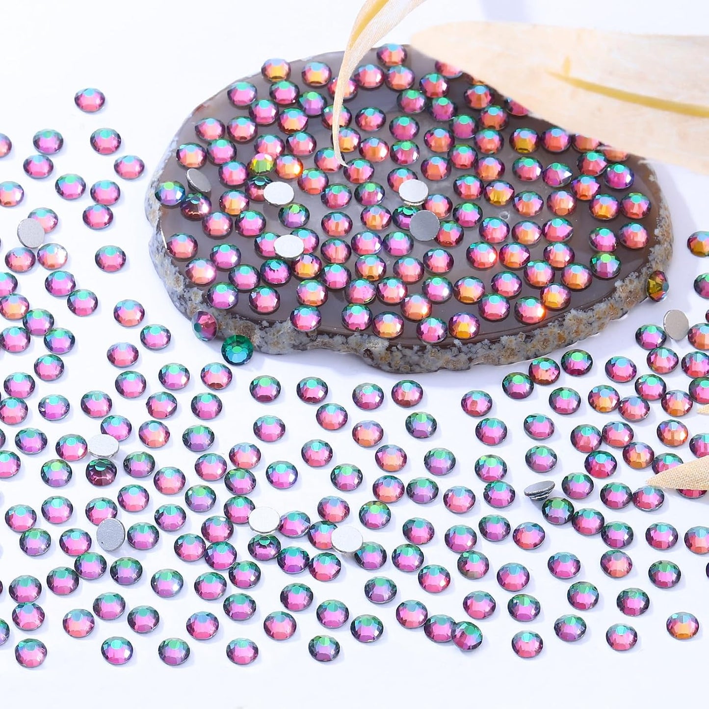 Green Volcano Flatback Rhinestones, Glass Rhinestones for Nail Art and Craft, Glue Fix, Loose Crystal Gemstones(Green Volcano, SS16, 2880pcs, 3.8-4.0mm)