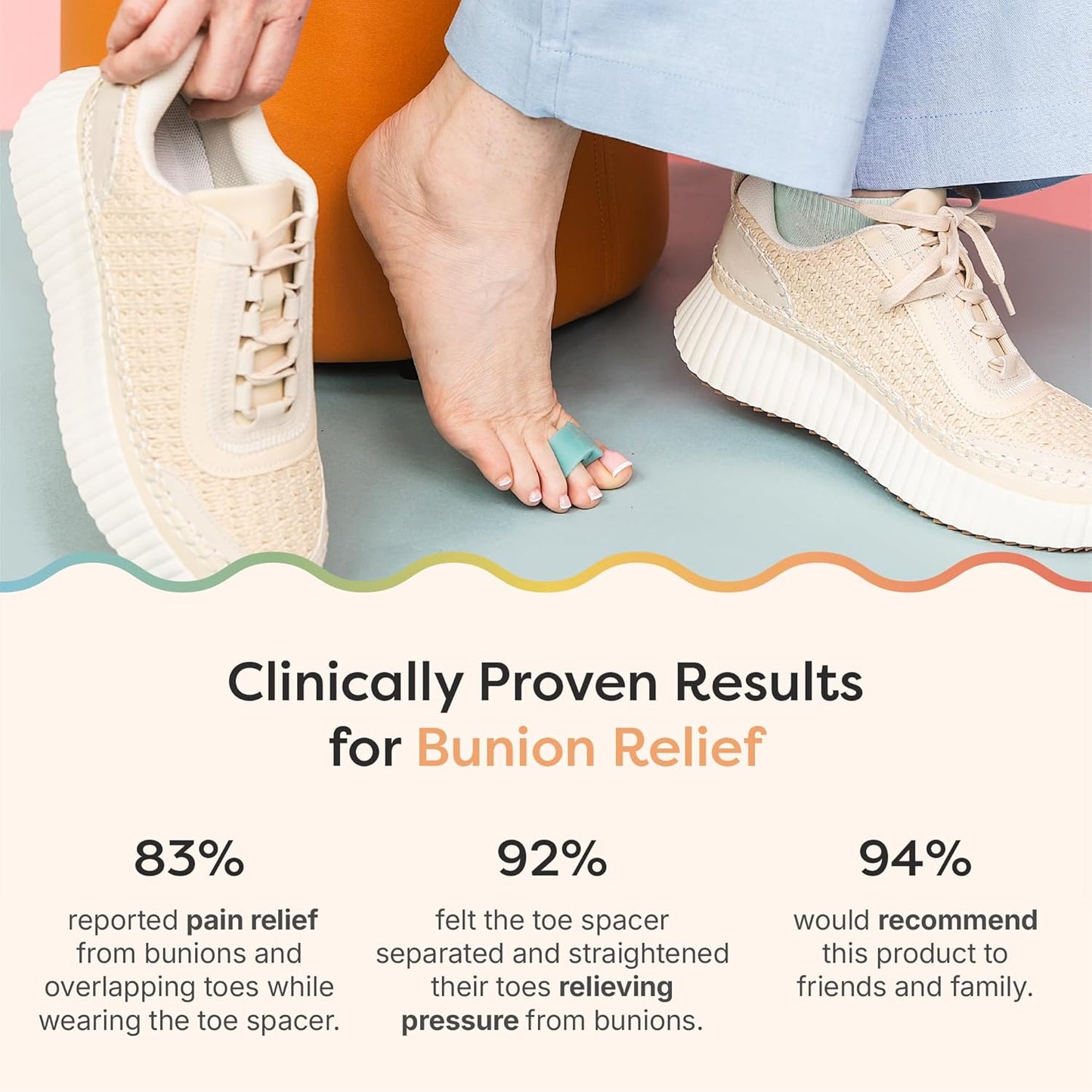 ZenToes Gel Toe Separators for Overlapping Toes, Bunions, Big Toe Alignment, Corrector and Spacer - 4 Pack (Blue)