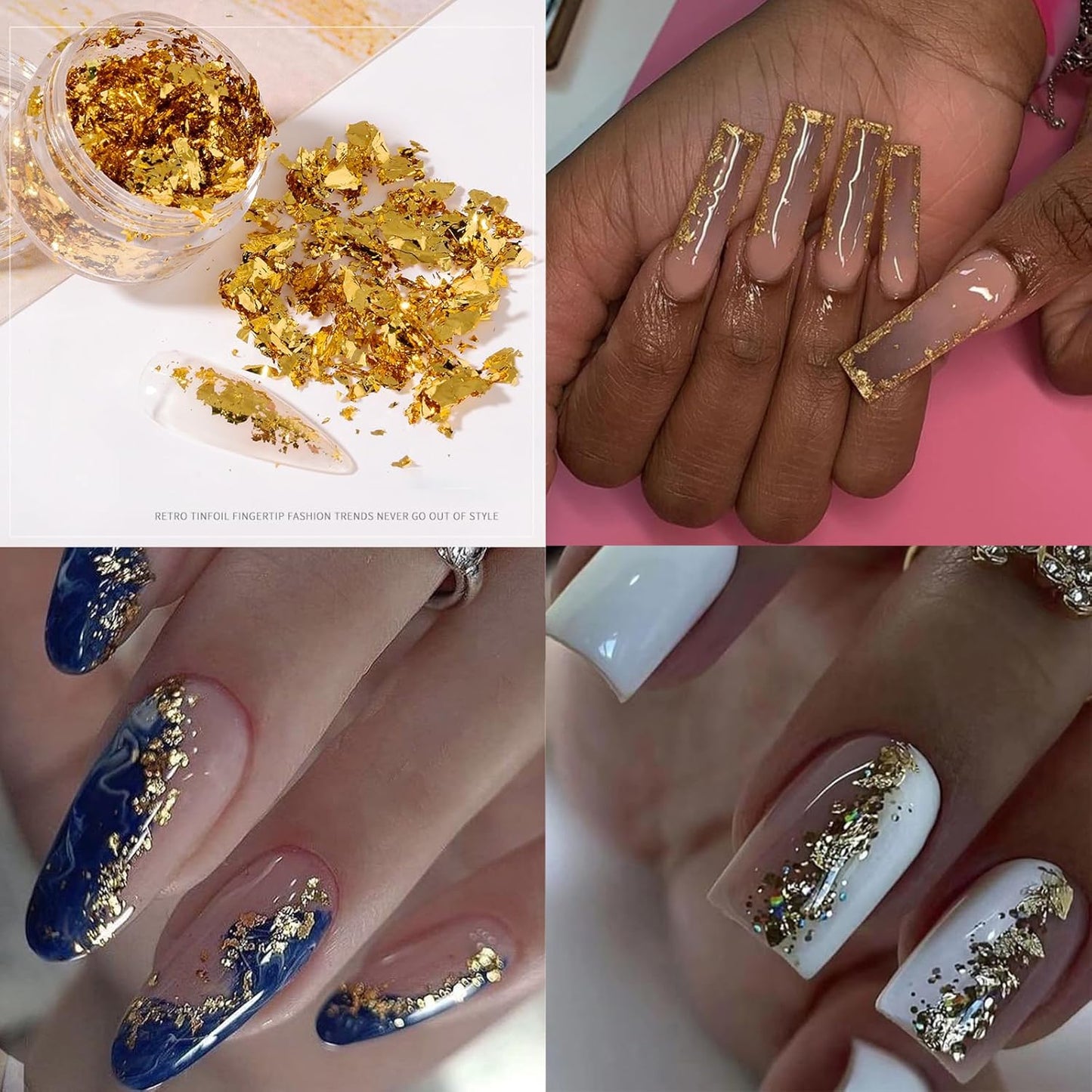 Nail Art Rhinestones Flatback Gold Nail Charms Multi Shapes Crystal Mixed Glitter Foil Design Gold Gems Accessories for Women Manicure Decorations Supplies