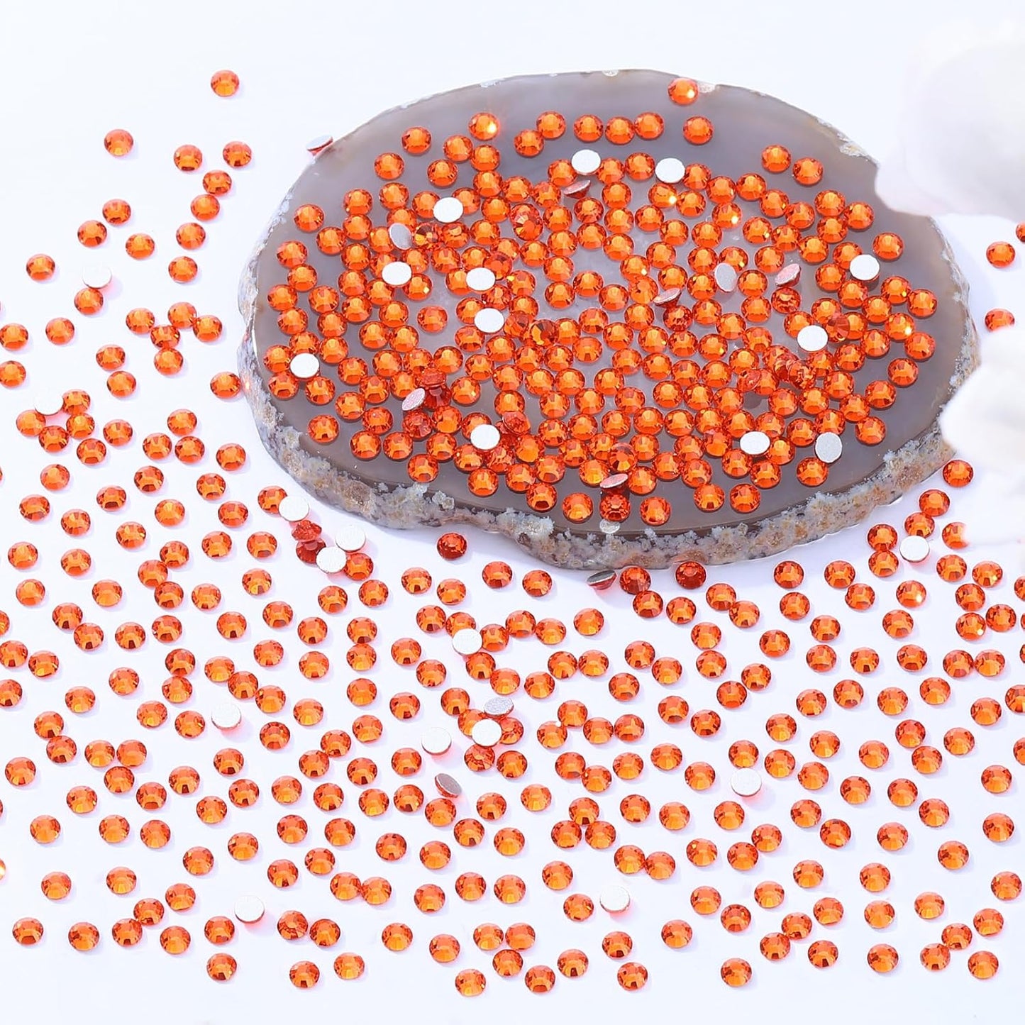 Hyacinth Flatback Rhinestones, Glass Rhinestones for Nail Art and Craft, Glue Fix, Loose Crystal Gemstones(Orange, SS10, 2880pcs, 2.7-2.8mm)