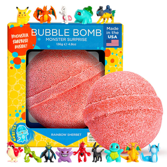 Monster Bath Bomb for Kids with Surprise Toys Inside (Gift Set) - Large Bubble Bath Bombs for Boys & Girls - Skin-Safe, Made in USA, Birthday Gift & Boo Basket Stuffer by Two Sisters