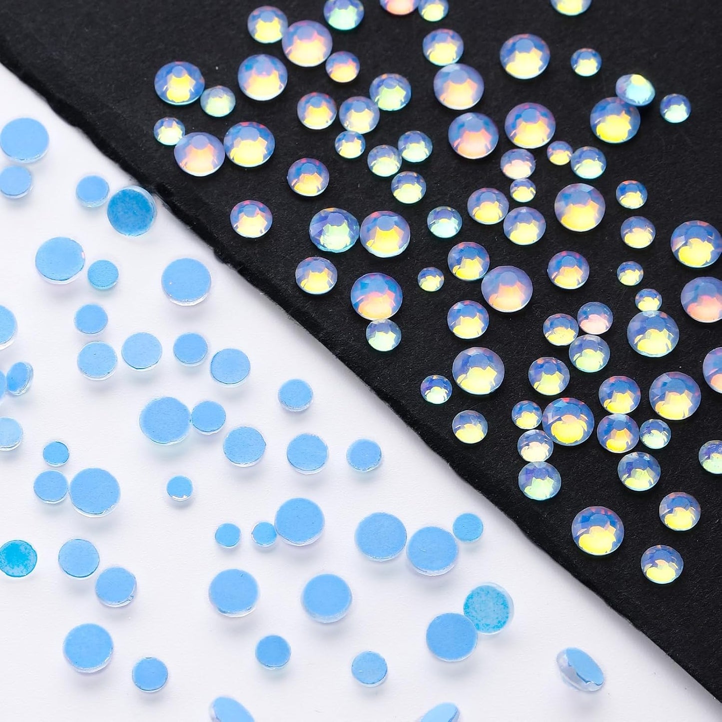 F Light Blue Flatback Rhinestones, Glass Rhinestones for Nail Art and Craft, Glue Fix, Loose Crystal Gemstones(F Light Blue, SS10, 1440pcs, 2.7-2.8mm)