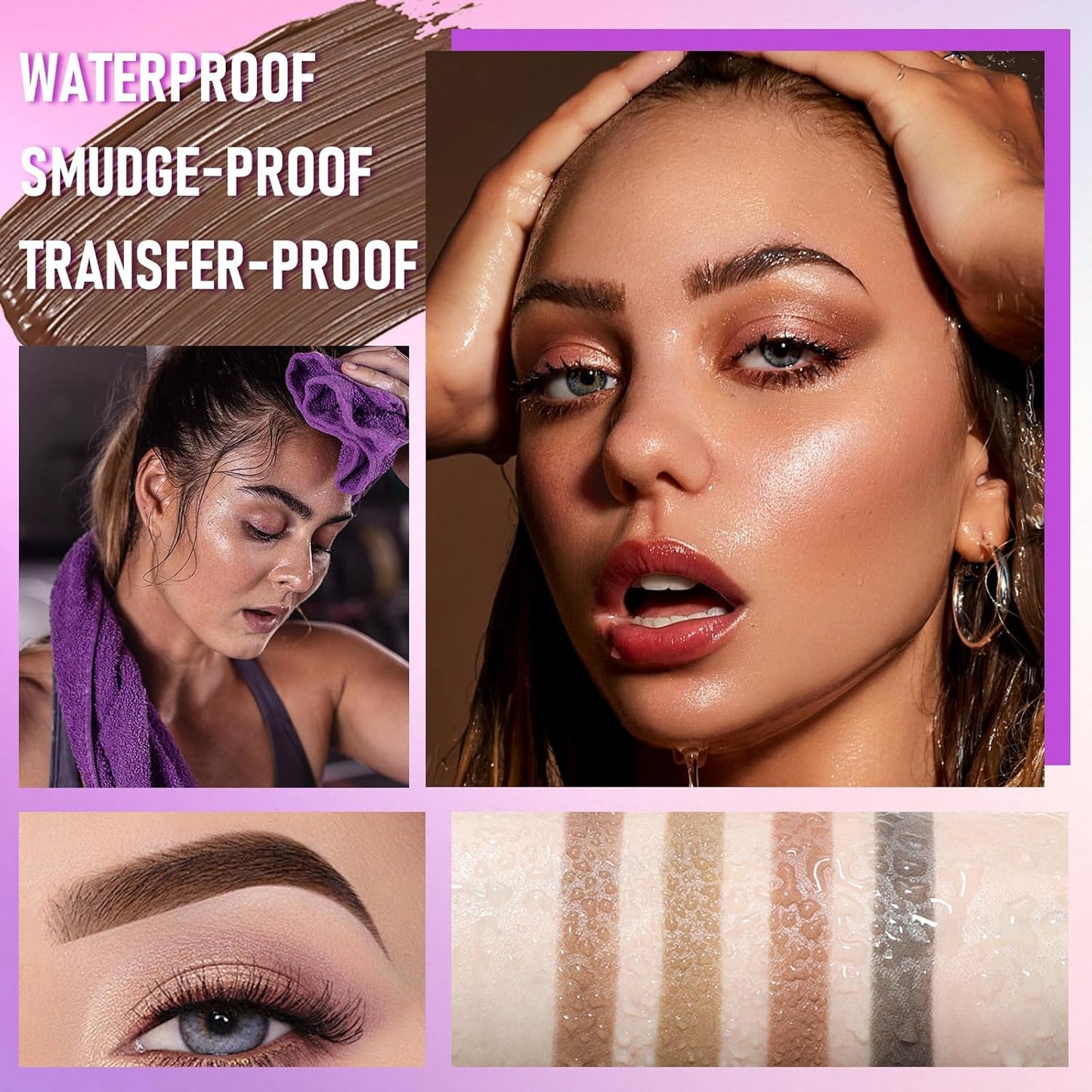 Tattoo Eyebrow Gel Easy Peel Off, Waterproof & Long Lasting Up to 3 Days, Semi-Permanent Peel Off Brow Tint Gel for Sparse Brows, Transfer-proof, Natural Color for Fuller Defined Brows (Gray Brown)