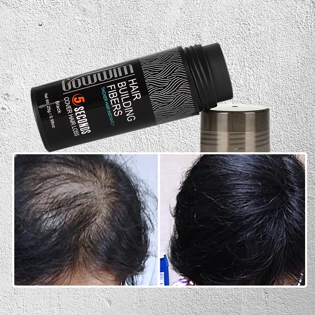 gowwim Hair Fibers for Thinning Hair 25g Hair Building Fibers 100% Undetectable,Instantly Cover Sparse Hair Areas-Bald Spots Cover Up. (Mid Brown)